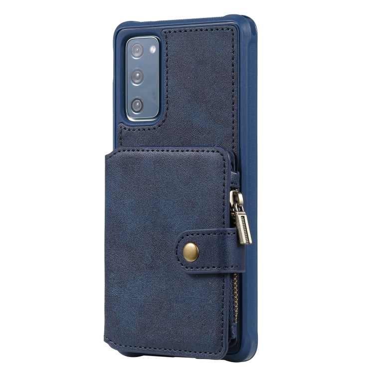 Zipper Shockproof Protective Case with Card Slots & Bracket & Photo Holder & Wallet Function For Samsung Galaxy S20 FE 5G