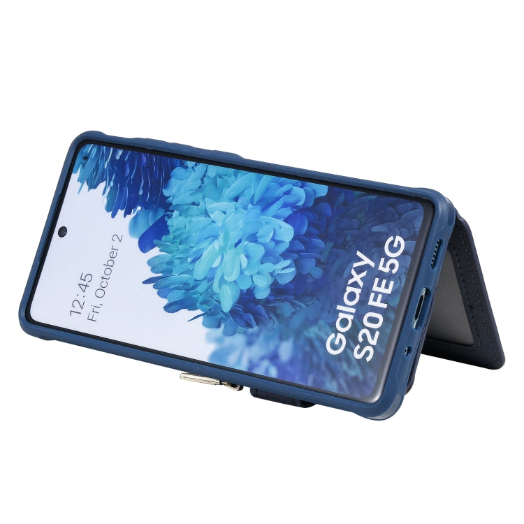 Zipper Shockproof Protective Case with Card Slots & Bracket & Photo Holder & Wallet Function For Samsung Galaxy S20 FE 5G
