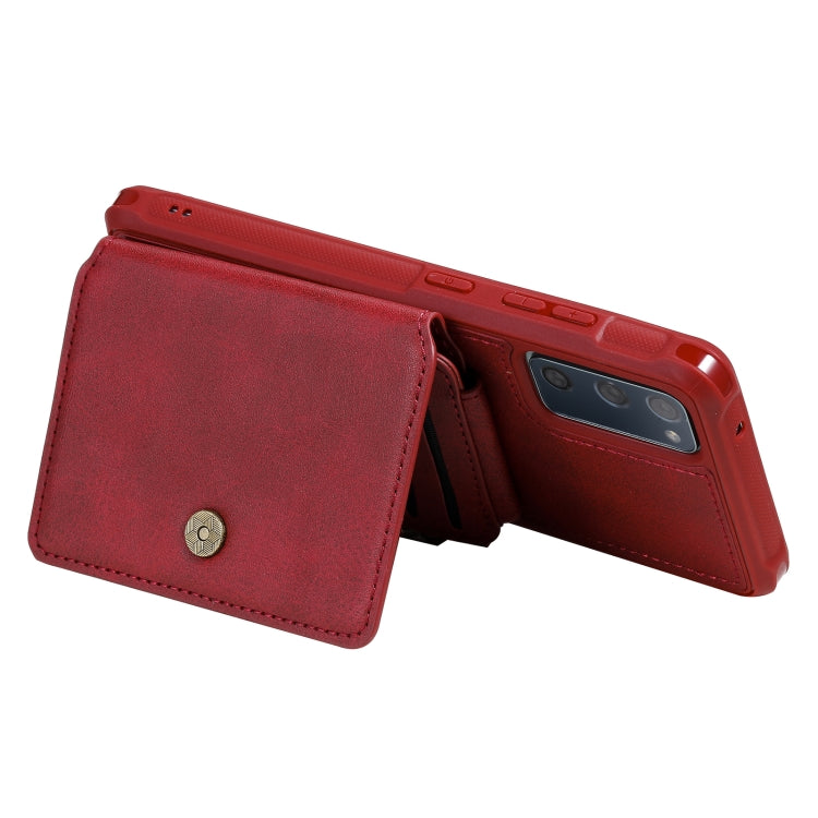 Zipper Shockproof Protective Case with Card Slots & Bracket & Photo Holder & Wallet Function For Samsung Galaxy S20 FE 5G