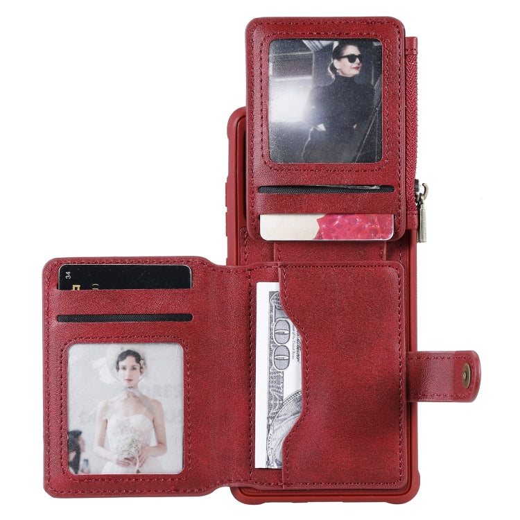 Zipper Shockproof Protective Case with Card Slots & Bracket & Photo Holder & Wallet Function For Samsung Galaxy S20 FE 5G