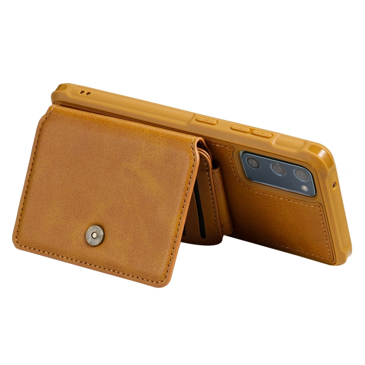 Zipper Shockproof Protective Case with Card Slots & Bracket & Photo Holder & Wallet Function For Samsung Galaxy S20 FE 5G