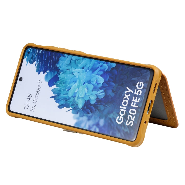 Zipper Shockproof Protective Case with Card Slots & Bracket & Photo Holder & Wallet Function For Samsung Galaxy S20 FE 5G