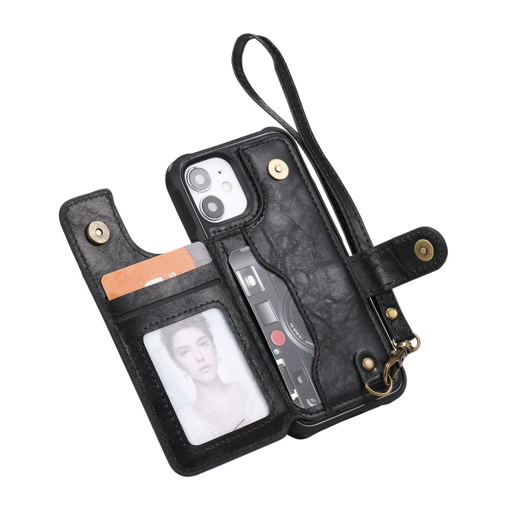 For iPhone 12 mini Shockproof Horizontal Flip Protective Case with Holder & Card Slots & Wallet & Photo Frame & Short Lanyard