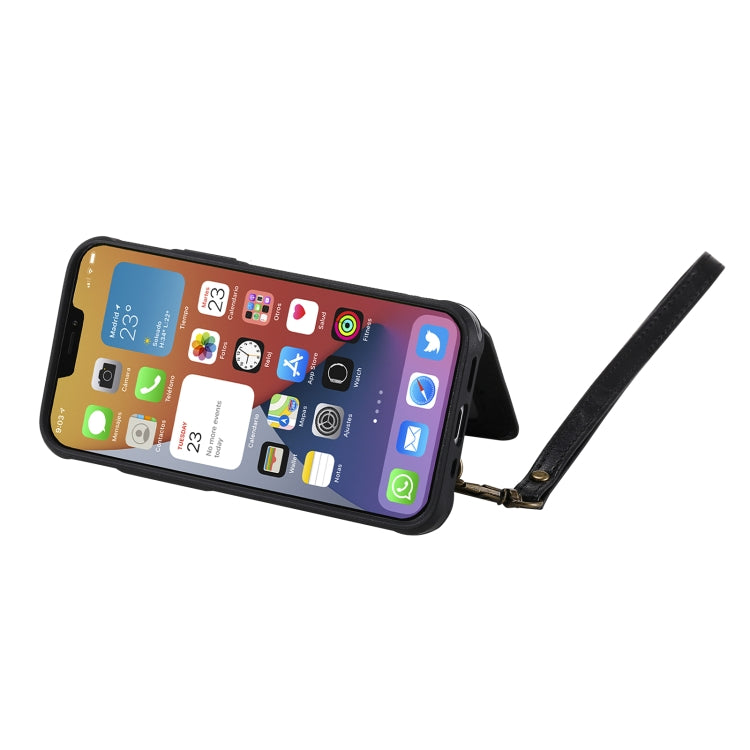 For iPhone 12 mini Shockproof Horizontal Flip Protective Case with Holder & Card Slots & Wallet & Photo Frame & Short Lanyard
