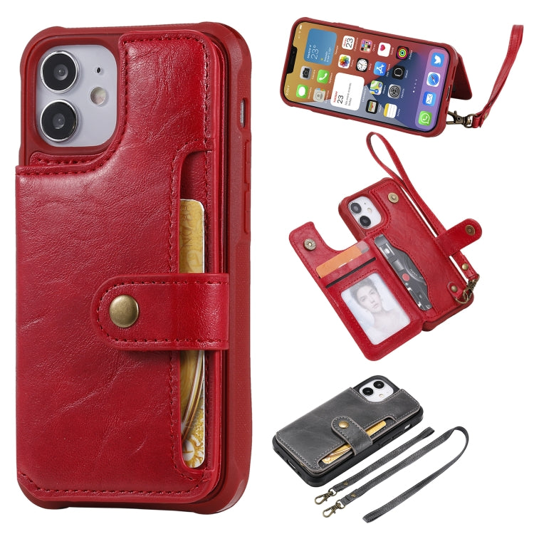 For iPhone 12 mini Shockproof Horizontal Flip Protective Case with Holder & Card Slots & Wallet & Photo Frame & Short Lanyard