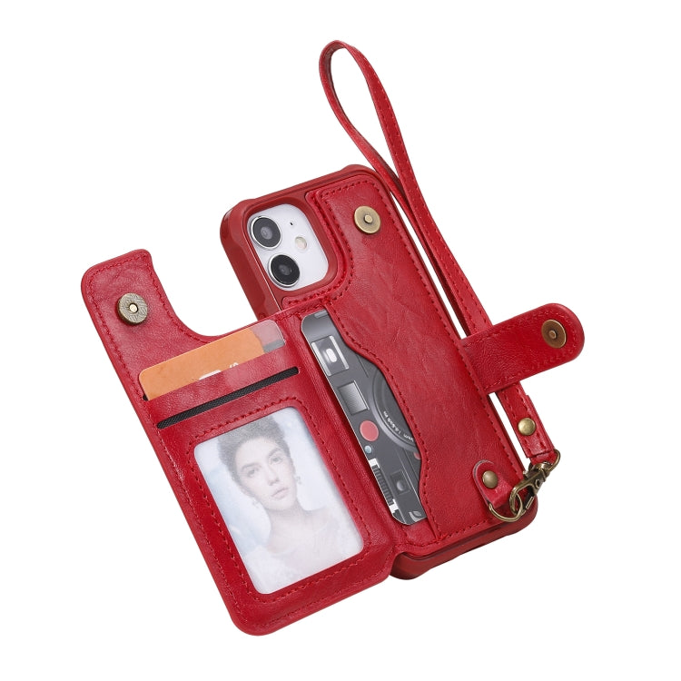 For iPhone 12 mini Shockproof Horizontal Flip Protective Case with Holder & Card Slots & Wallet & Photo Frame & Short Lanyard