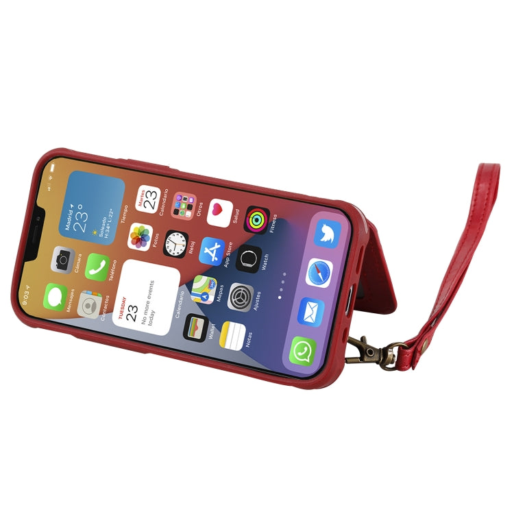 For iPhone 12 mini Shockproof Horizontal Flip Protective Case with Holder & Card Slots & Wallet & Photo Frame & Short Lanyard