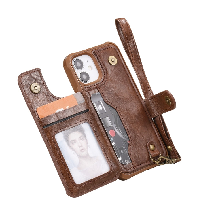 For iPhone 12 mini Shockproof Horizontal Flip Protective Case with Holder & Card Slots & Wallet & Photo Frame & Short Lanyard