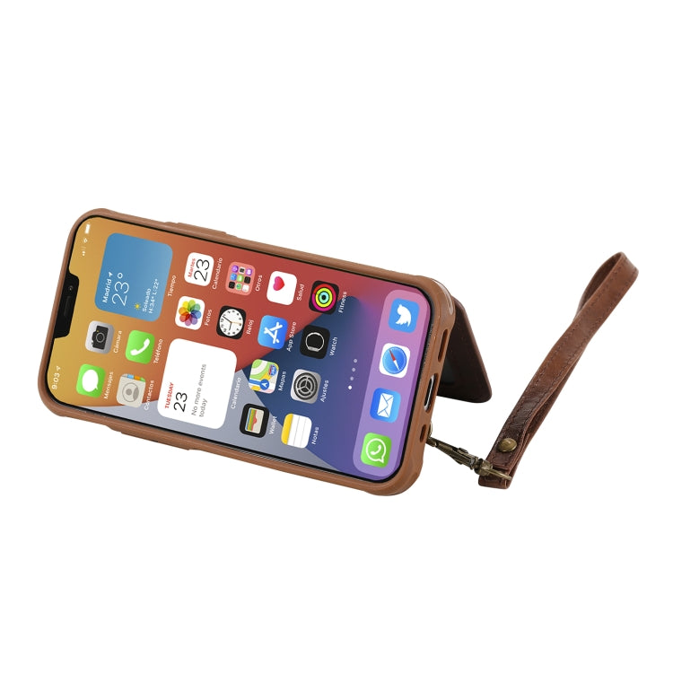 For iPhone 12 mini Shockproof Horizontal Flip Protective Case with Holder & Card Slots & Wallet & Photo Frame & Short Lanyard
