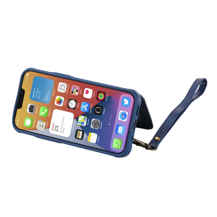 For iPhone 12 mini Shockproof Horizontal Flip Protective Case with Holder & Card Slots & Wallet & Photo Frame & Short Lanyard