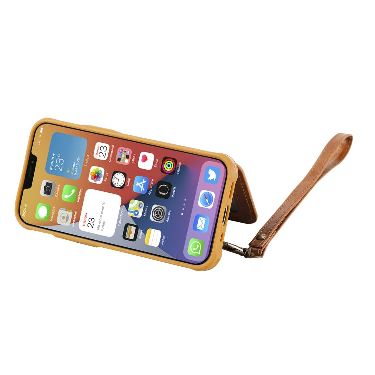For iPhone 12 mini Shockproof Horizontal Flip Protective Case with Holder & Card Slots & Wallet & Photo Frame & Short Lanyard