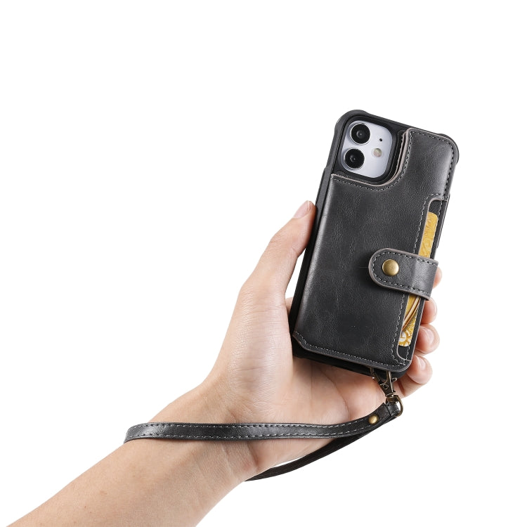 For iPhone 12 mini Shockproof Horizontal Flip Protective Case with Holder & Card Slots & Wallet & Photo Frame & Short Lanyard