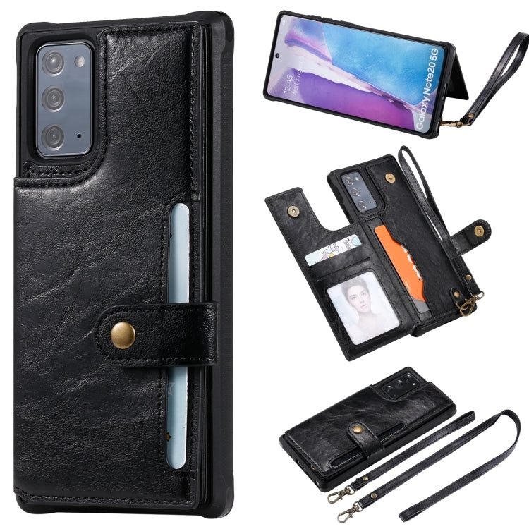 Shockproof Horizontal Flip Protective Case with Holder & Card Slots & Wallet & Photo Frame & Short Lanyard For Samsung Galaxy Note20