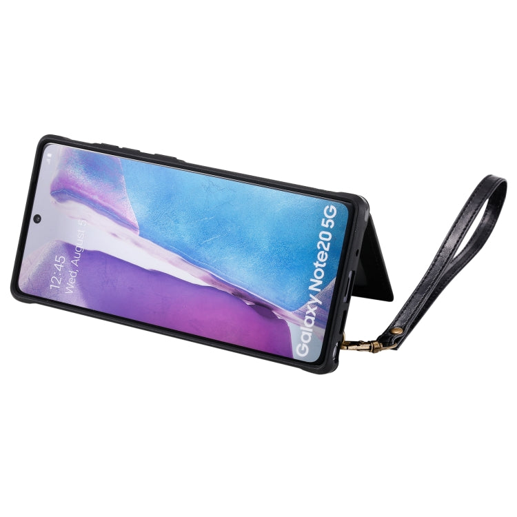 Shockproof Horizontal Flip Protective Case with Holder & Card Slots & Wallet & Photo Frame & Short Lanyard For Samsung Galaxy Note20