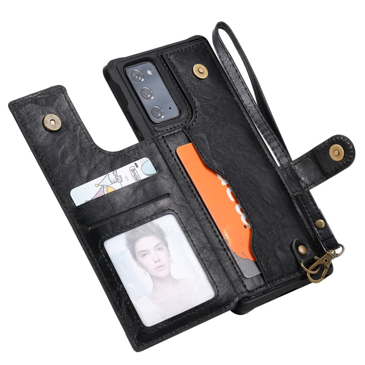 Shockproof Horizontal Flip Protective Case with Holder & Card Slots & Wallet & Photo Frame & Short Lanyard For Samsung Galaxy Note20