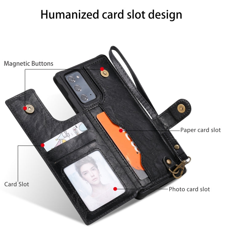 Shockproof Horizontal Flip Protective Case with Holder & Card Slots & Wallet & Photo Frame & Short Lanyard For Samsung Galaxy Note20