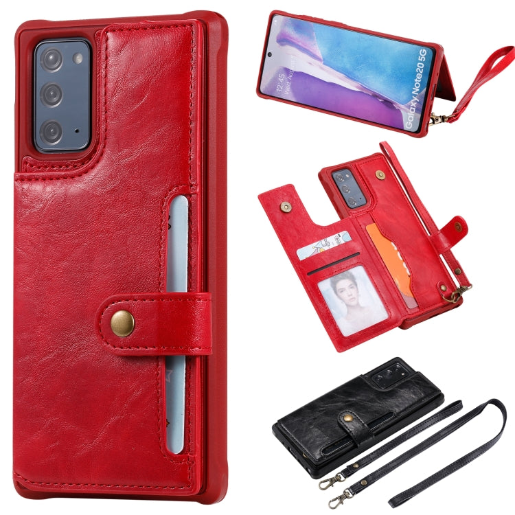 Shockproof Horizontal Flip Protective Case with Holder & Card Slots & Wallet & Photo Frame & Short Lanyard For Samsung Galaxy Note20