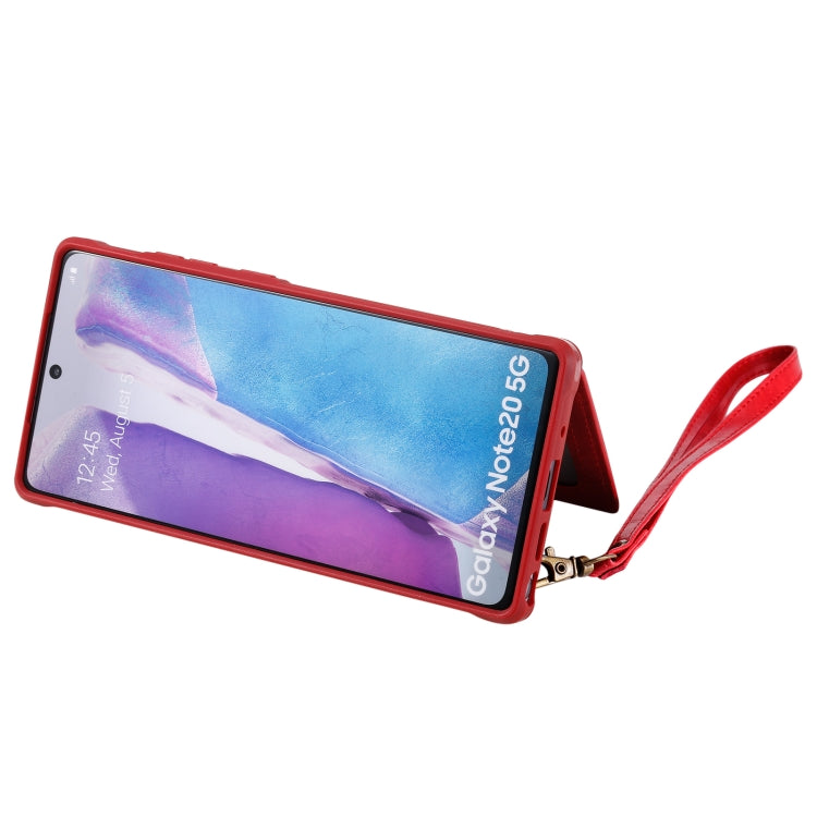 Shockproof Horizontal Flip Protective Case with Holder & Card Slots & Wallet & Photo Frame & Short Lanyard For Samsung Galaxy Note20