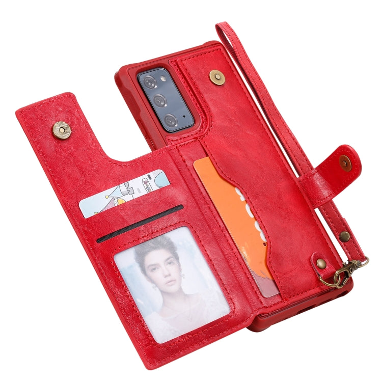 Shockproof Horizontal Flip Protective Case with Holder & Card Slots & Wallet & Photo Frame & Short Lanyard For Samsung Galaxy Note20