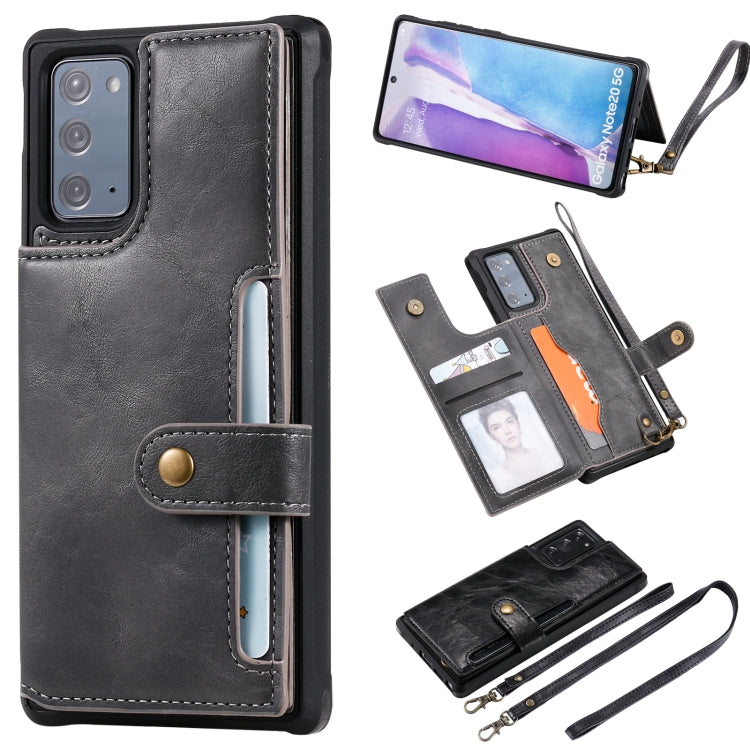 Shockproof Horizontal Flip Protective Case with Holder & Card Slots & Wallet & Photo Frame & Short Lanyard For Samsung Galaxy Note20