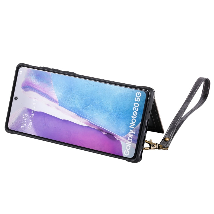 Shockproof Horizontal Flip Protective Case with Holder & Card Slots & Wallet & Photo Frame & Short Lanyard For Samsung Galaxy Note20