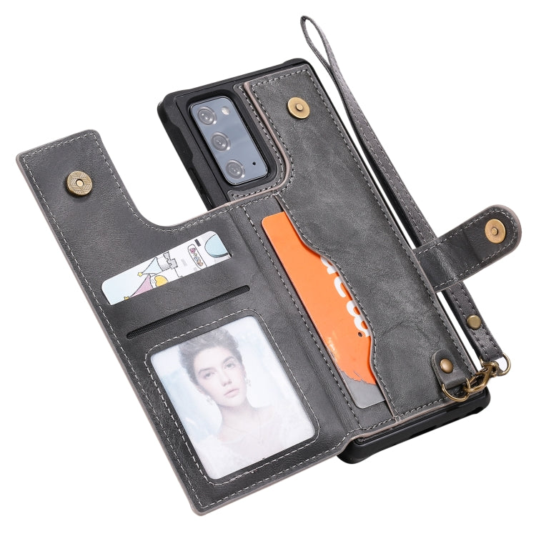 Shockproof Horizontal Flip Protective Case with Holder & Card Slots & Wallet & Photo Frame & Short Lanyard For Samsung Galaxy Note20