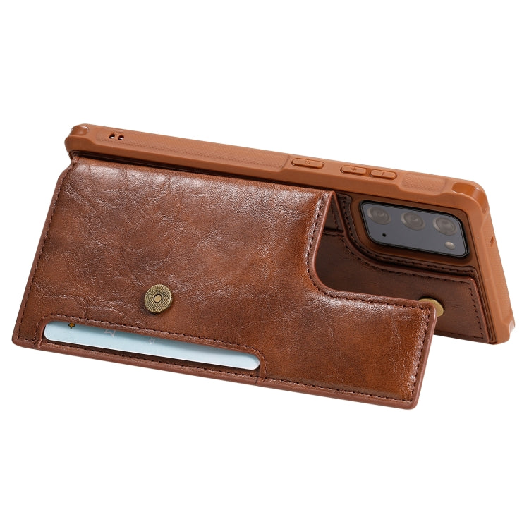 Shockproof Horizontal Flip Protective Case with Holder & Card Slots & Wallet & Photo Frame & Short Lanyard For Samsung Galaxy Note20