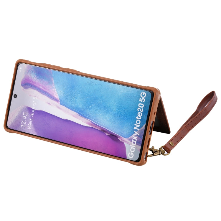 Shockproof Horizontal Flip Protective Case with Holder & Card Slots & Wallet & Photo Frame & Short Lanyard For Samsung Galaxy Note20