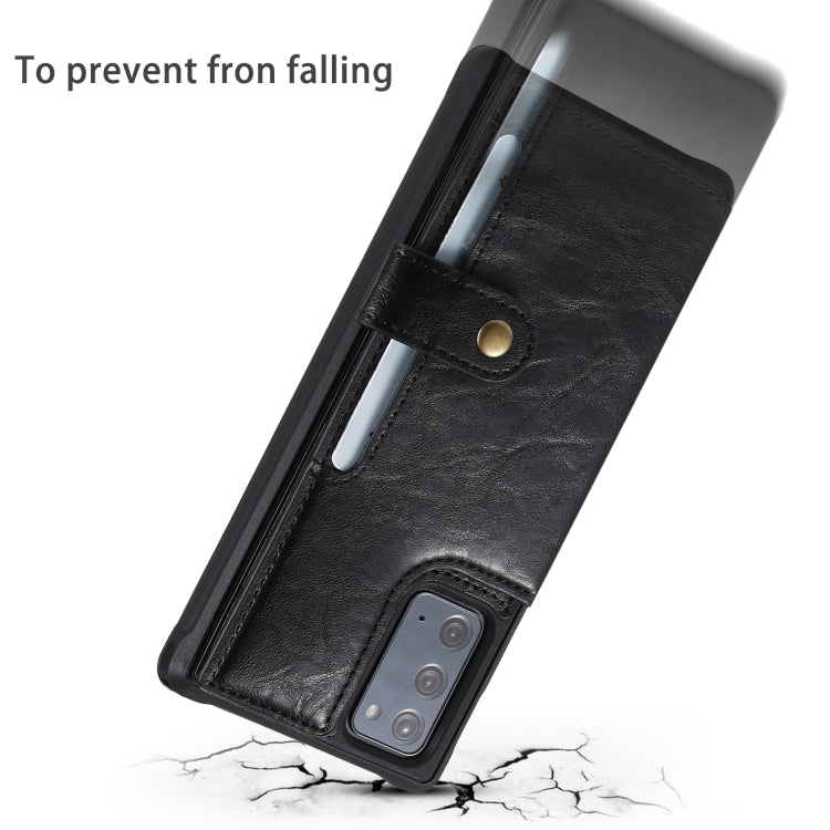 Shockproof Horizontal Flip Protective Case with Holder & Card Slots & Wallet & Photo Frame & Short Lanyard For Samsung Galaxy Note20