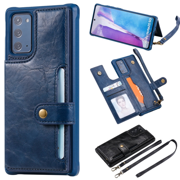 Shockproof Horizontal Flip Protective Case with Holder & Card Slots & Wallet & Photo Frame & Short Lanyard For Samsung Galaxy Note20