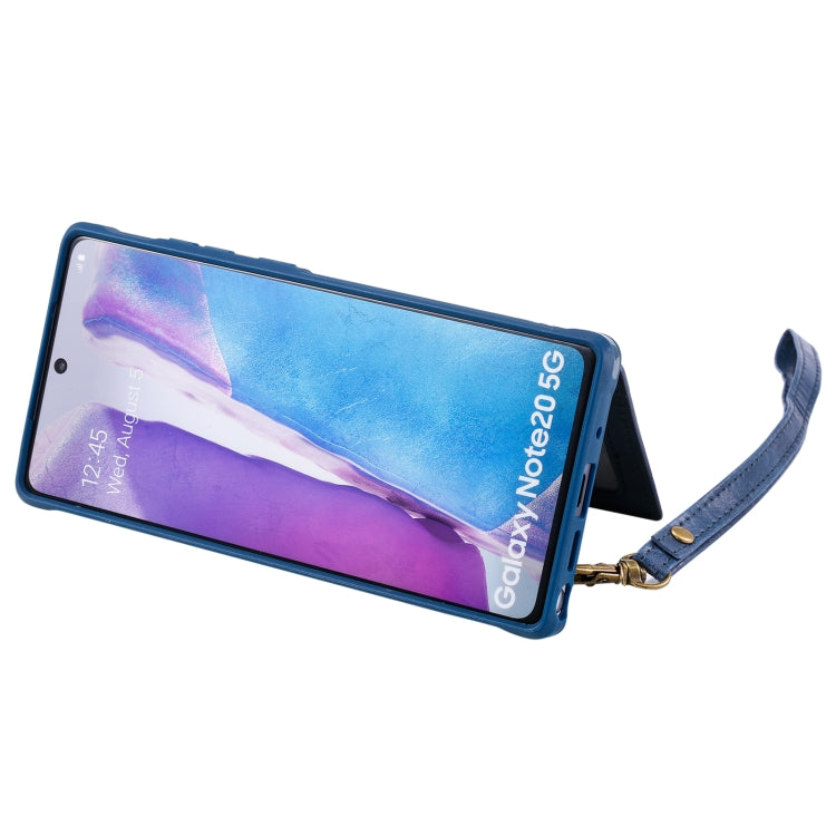 Shockproof Horizontal Flip Protective Case with Holder & Card Slots & Wallet & Photo Frame & Short Lanyard For Samsung Galaxy Note20