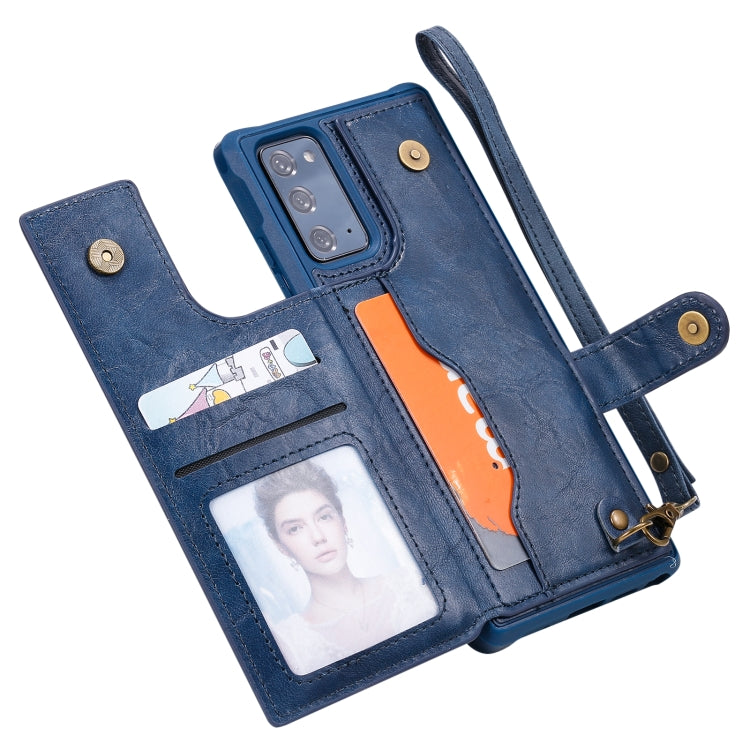 Shockproof Horizontal Flip Protective Case with Holder & Card Slots & Wallet & Photo Frame & Short Lanyard For Samsung Galaxy Note20