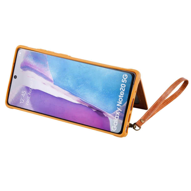 Shockproof Horizontal Flip Protective Case with Holder & Card Slots & Wallet & Photo Frame & Short Lanyard For Samsung Galaxy Note20
