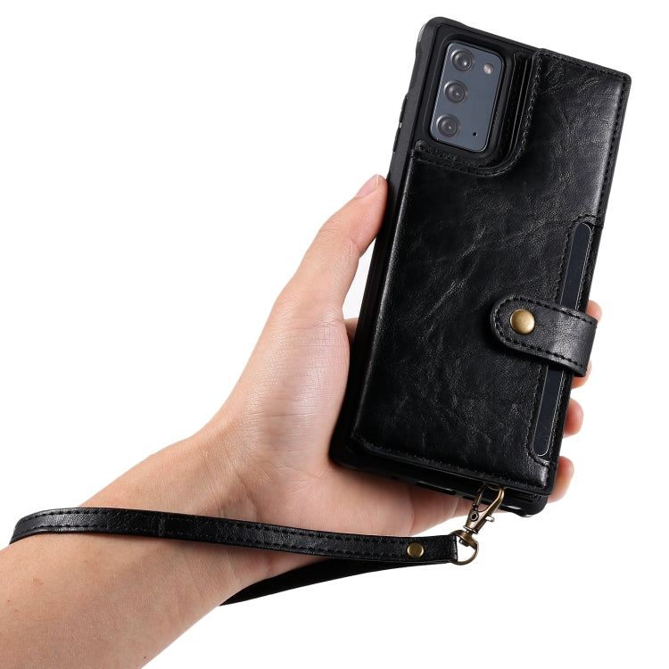 Shockproof Horizontal Flip Protective Case with Holder & Card Slots & Wallet & Photo Frame & Short Lanyard For Samsung Galaxy Note20