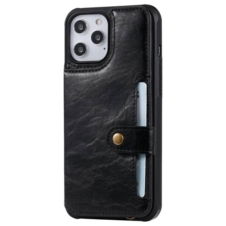 For iPhone 12 Pro Max Shockproof Horizontal Flip Protective Case with Holder & Card Slots & Wallet & Photo Frame & Short Lanyard