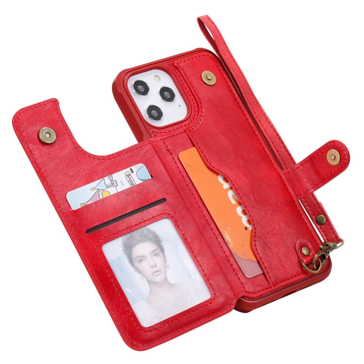 For iPhone 12 Pro Max Shockproof Horizontal Flip Protective Case with Holder & Card Slots & Wallet & Photo Frame & Short Lanyard
