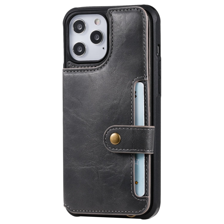 For iPhone 12 Pro Max Shockproof Horizontal Flip Protective Case with Holder & Card Slots & Wallet & Photo Frame & Short Lanyard