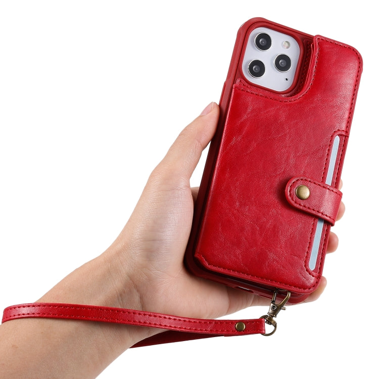 For iPhone 12 Pro Max Shockproof Horizontal Flip Protective Case with Holder & Card Slots & Wallet & Photo Frame & Short Lanyard