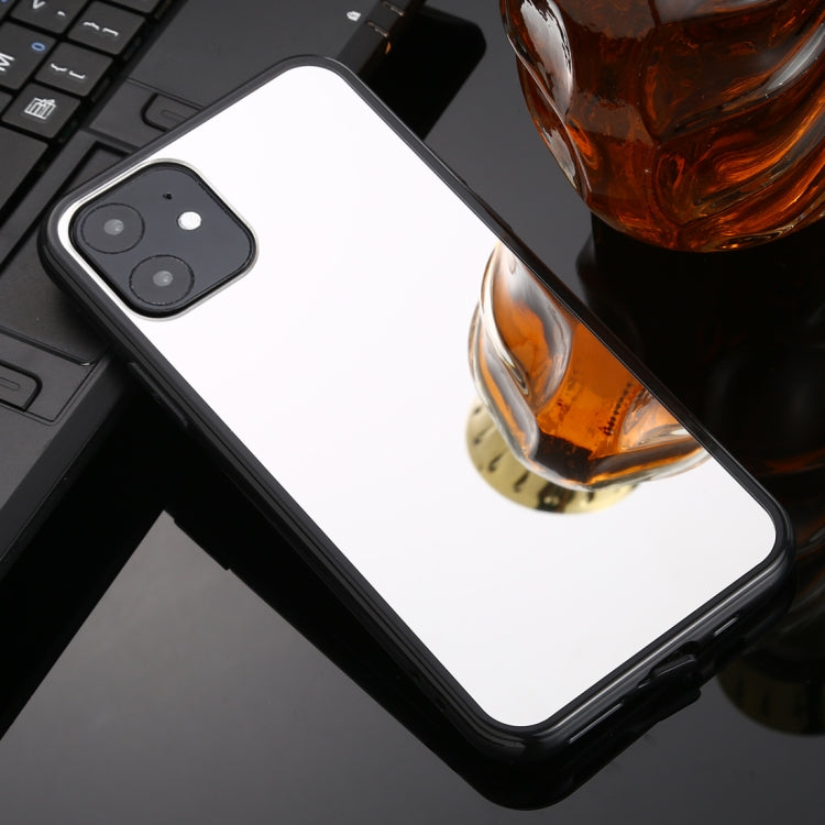 For iPhone 11 TPU + Acrylic Luxury Plating Mirror Phone Case Cover(Silver)