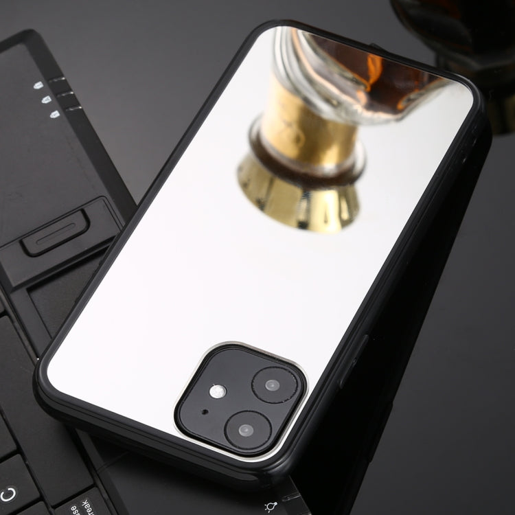 For iPhone 11 TPU + Acrylic Luxury Plating Mirror Phone Case Cover(Silver)