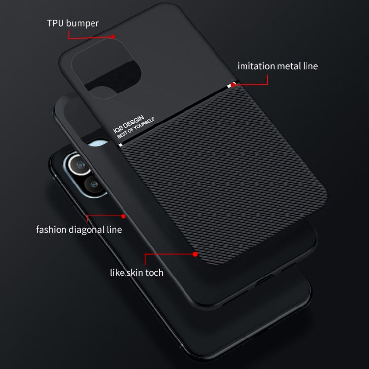 For Xiaomi Mi 11 Classic Tilt Strip Grain Magnetic Shockproof PC + TPU Case