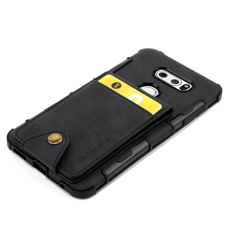 For LG V30 Cloth Texture + TPU Shockproof Protective Case with Vertical Flip Card Slots