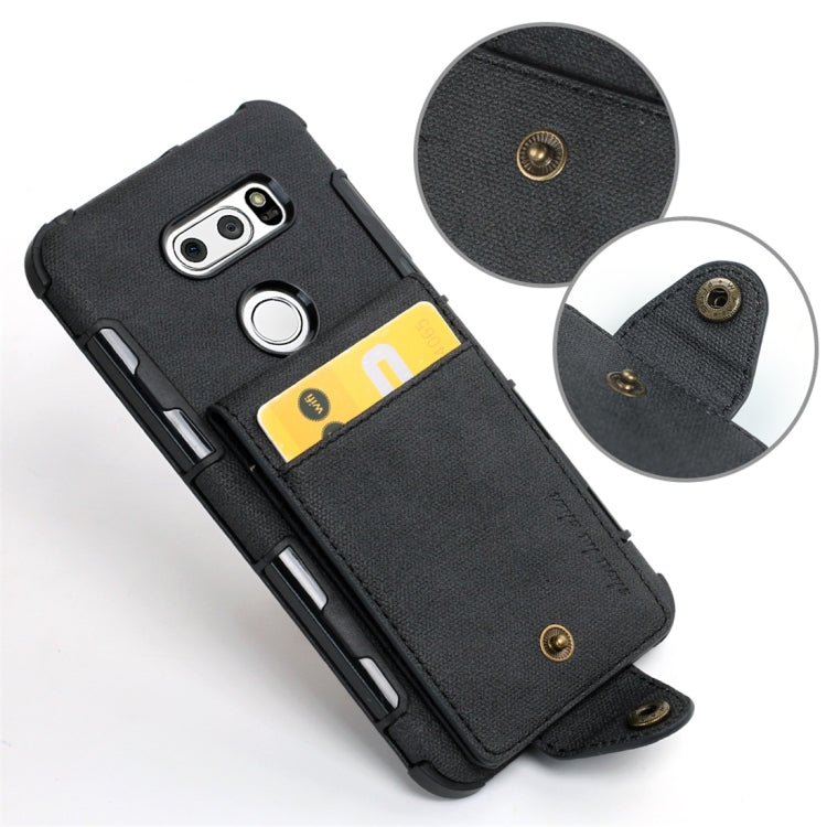 For LG V30 Cloth Texture + TPU Shockproof Protective Case with Vertical Flip Card Slots