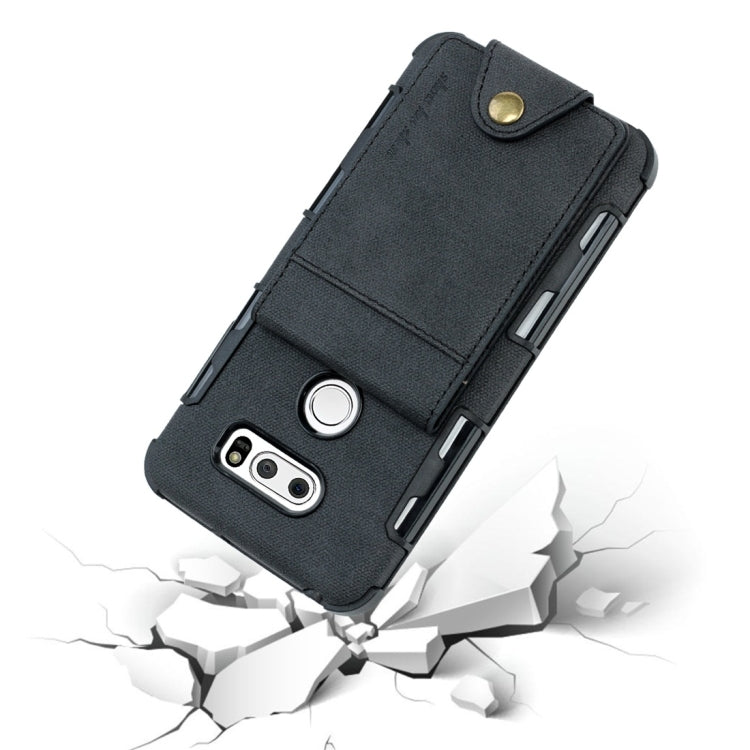 For LG V30 Cloth Texture + TPU Shockproof Protective Case with Vertical Flip Card Slots