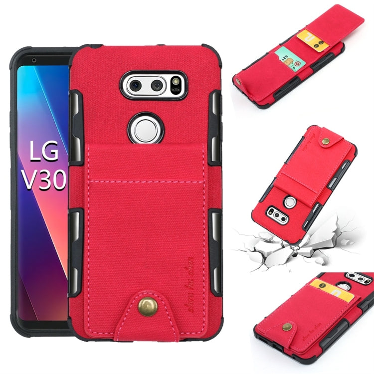 For LG V30 Cloth Texture + TPU Shockproof Protective Case with Vertical Flip Card Slots