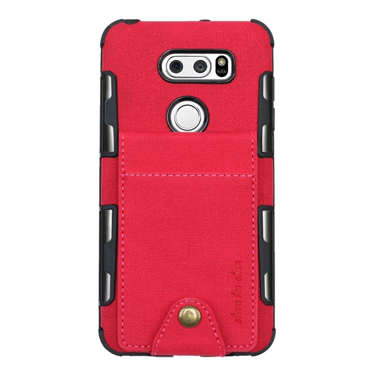 For LG V30 Cloth Texture + TPU Shockproof Protective Case with Vertical Flip Card Slots