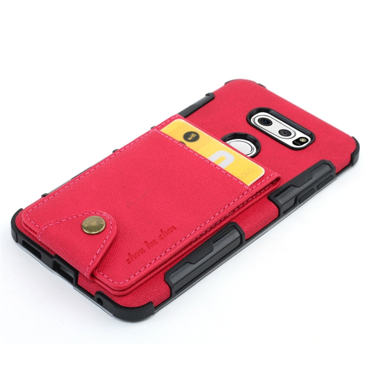 For LG V30 Cloth Texture + TPU Shockproof Protective Case with Vertical Flip Card Slots