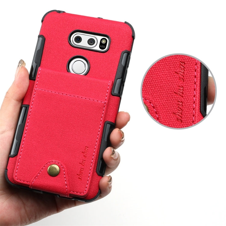 For LG V30 Cloth Texture + TPU Shockproof Protective Case with Vertical Flip Card Slots
