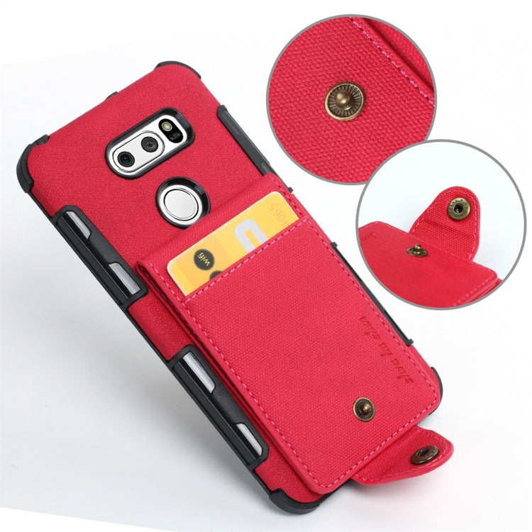 For LG V30 Cloth Texture + TPU Shockproof Protective Case with Vertical Flip Card Slots