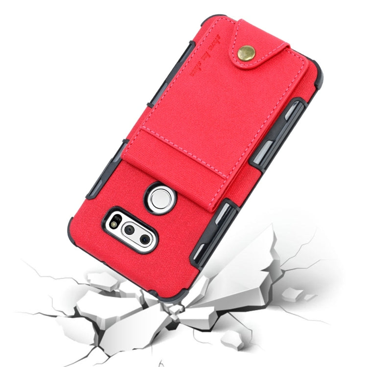 For LG V30 Cloth Texture + TPU Shockproof Protective Case with Vertical Flip Card Slots